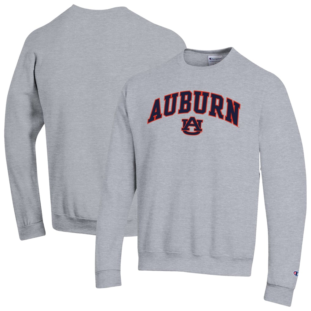  Auburn Tigers Champion Arch Over Logo Pullover Sweatshirt - Heather Gray